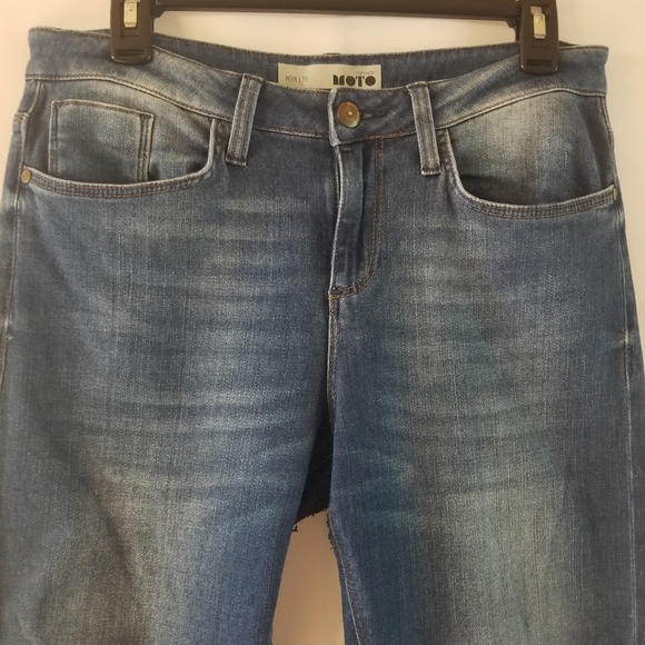 Topshop MOTO Dad Jeans - Distressed Blue - Picture 1 of 13